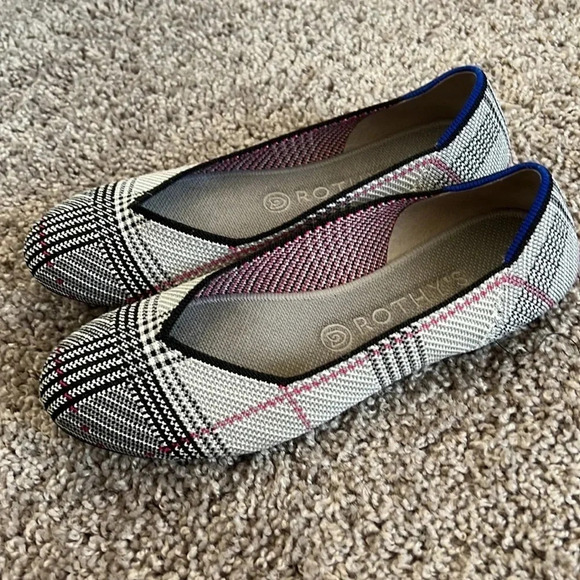 Rothy's Cream Glen Plaid Round Toe Flats - Picture 4 of 7